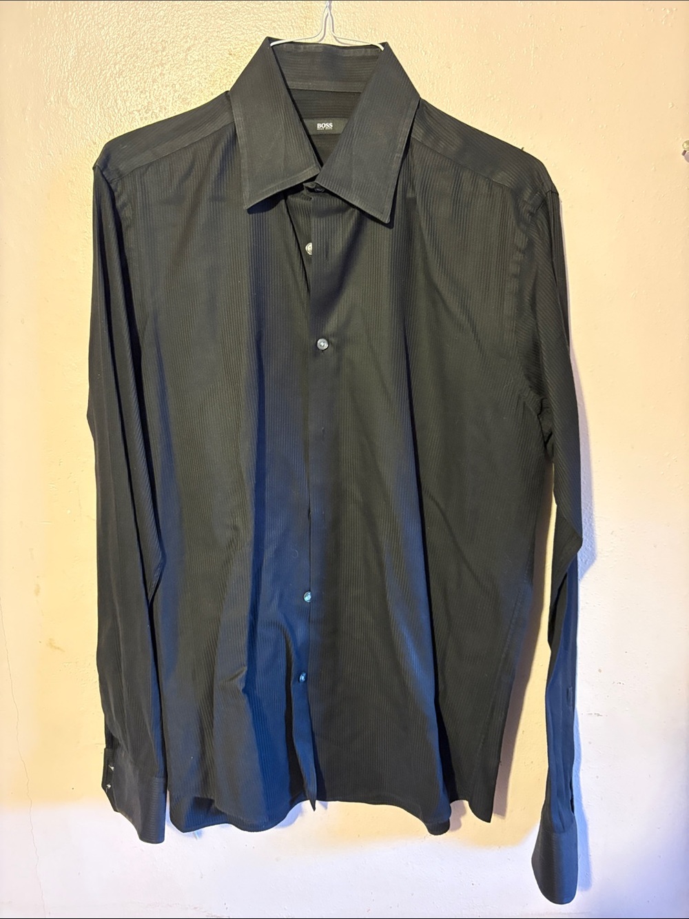 Boss Men's Black Pinstripe Dress Shirt